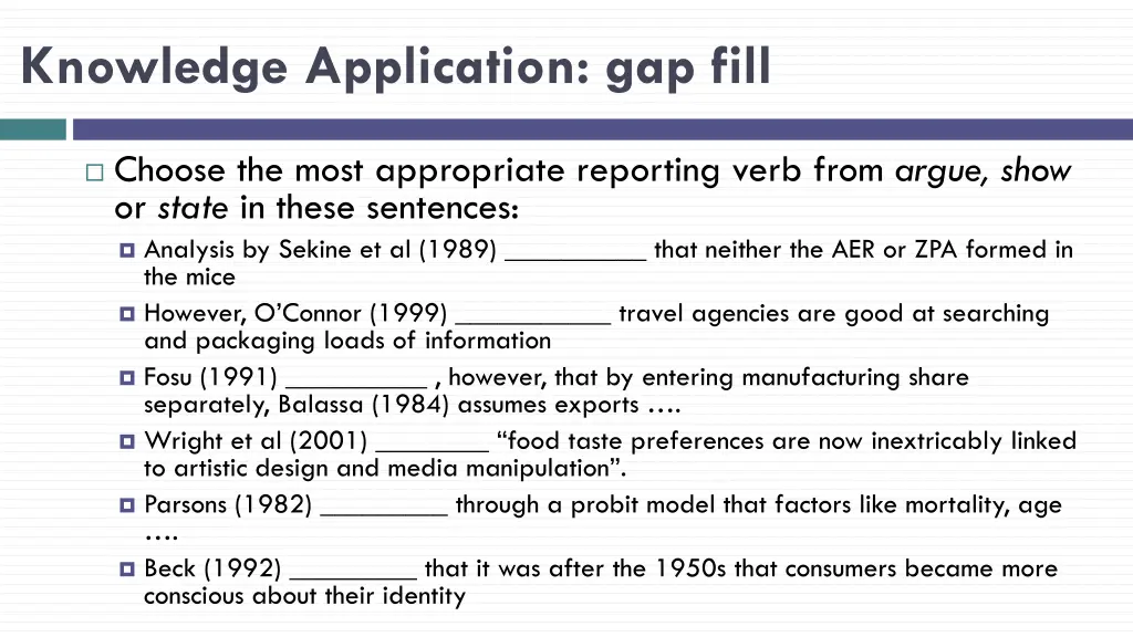 knowledge application gap fill