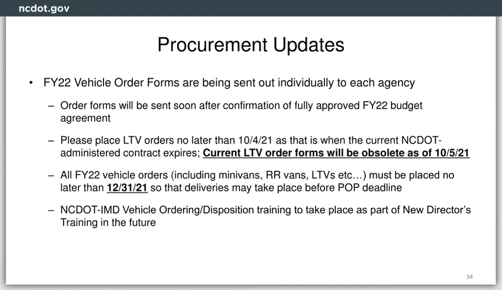 procurement updates