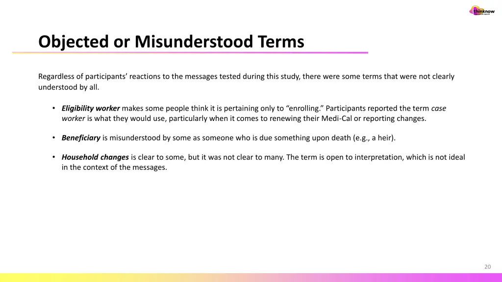 objected or misunderstood terms