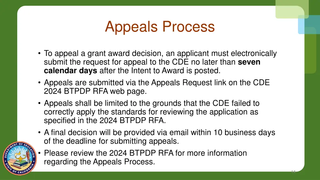 appeals process