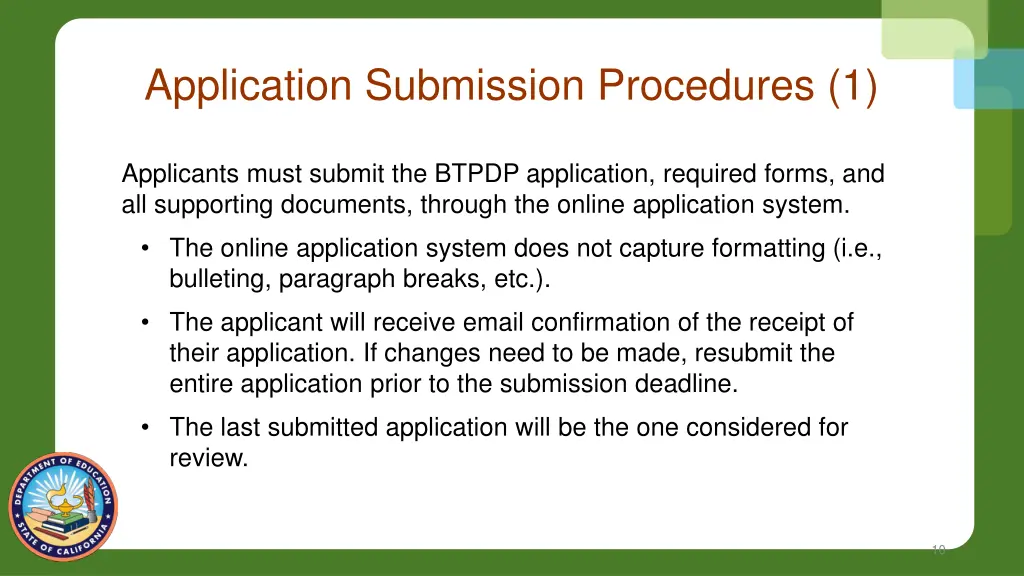 application submission procedures 1