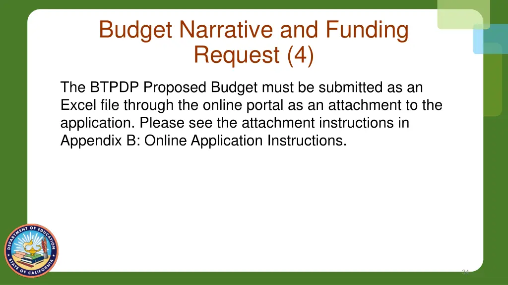 budget narrative and funding request 4