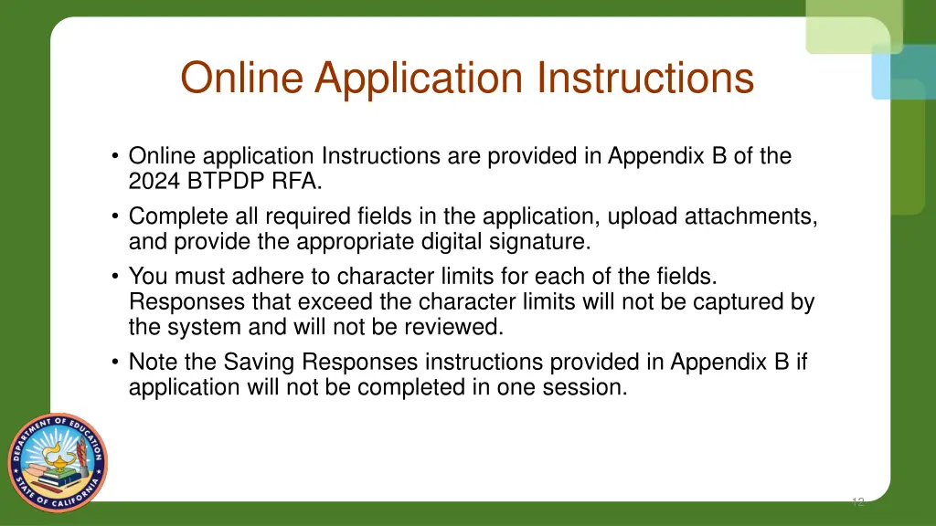 online application instructions