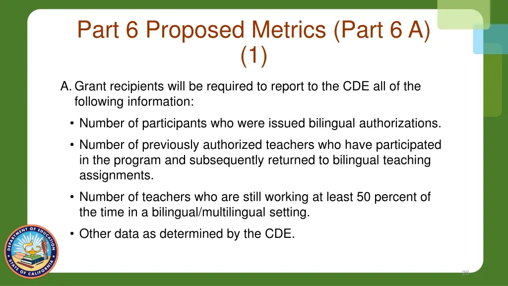 part 6 proposed metrics part 6 a 1