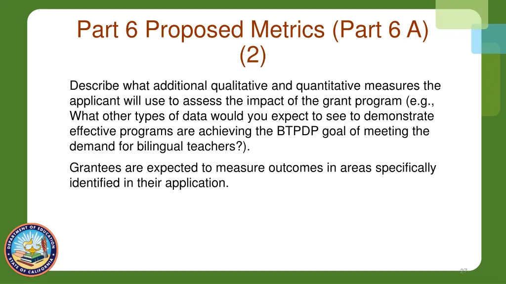 part 6 proposed metrics part 6 a 2