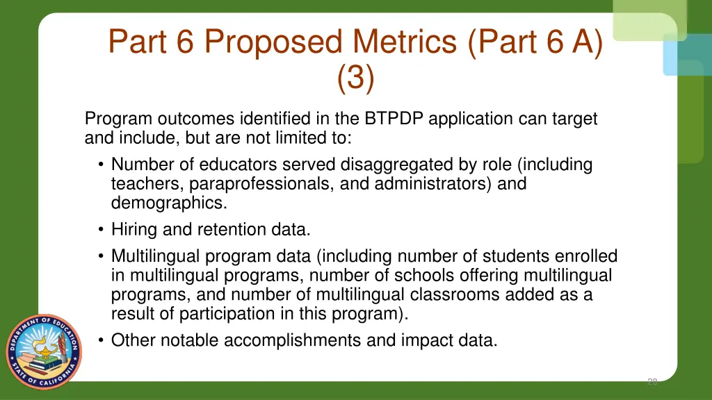 part 6 proposed metrics part 6 a 3