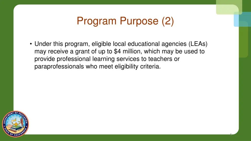 program purpose 2