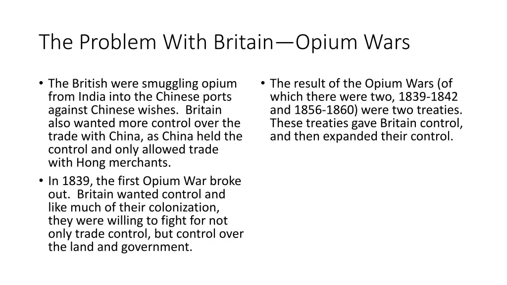 the problem with britain opium wars