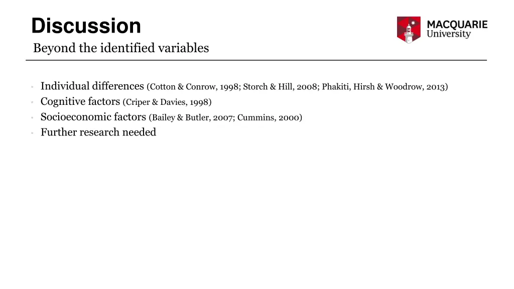 discussion beyond the identified variables 1