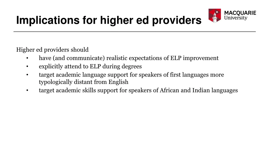 implications for higher ed providers