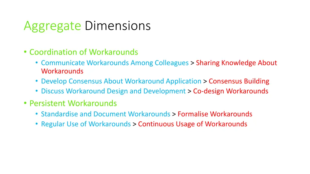 aggregate dimensions