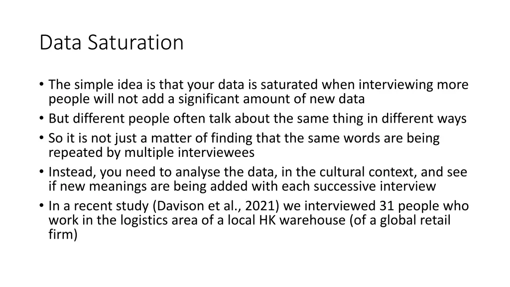 data saturation