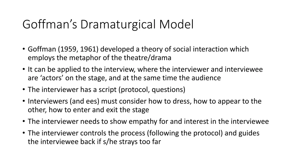 goffman s dramaturgical model