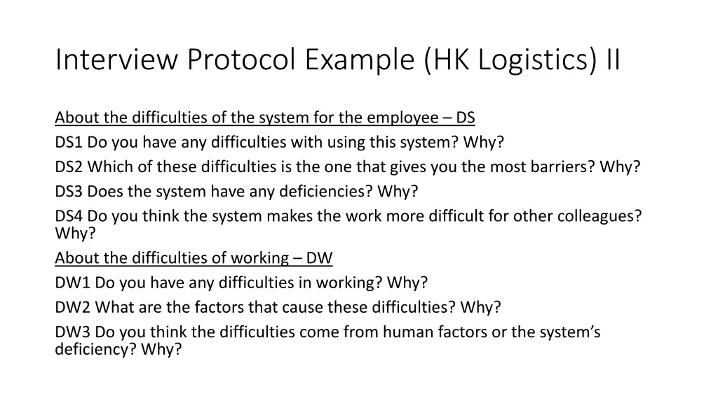 interview protocol example hk logistics ii