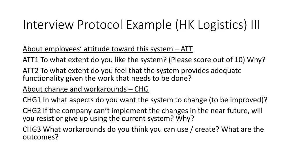 interview protocol example hk logistics iii