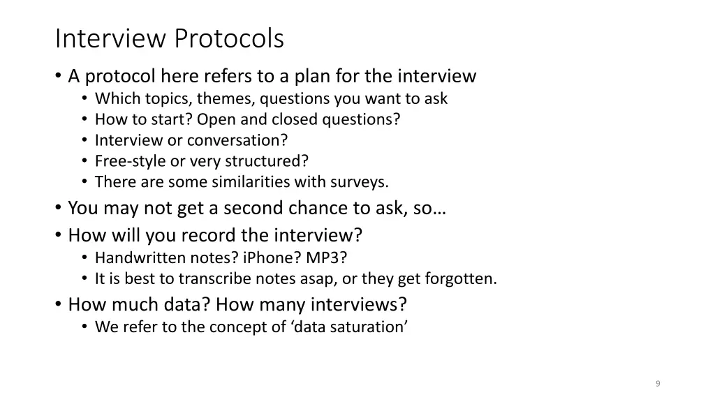 interview protocols a protocol here refers