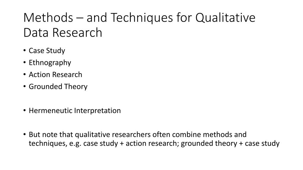 methods and techniques for qualitative data