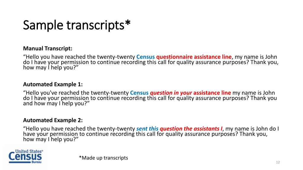 sample transcripts sample transcripts