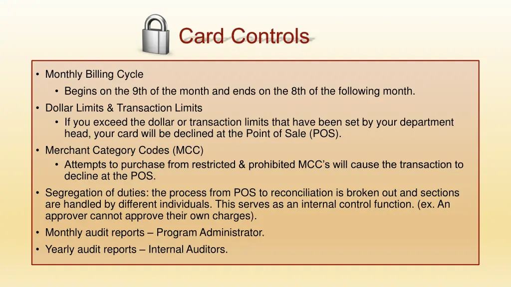 card controls