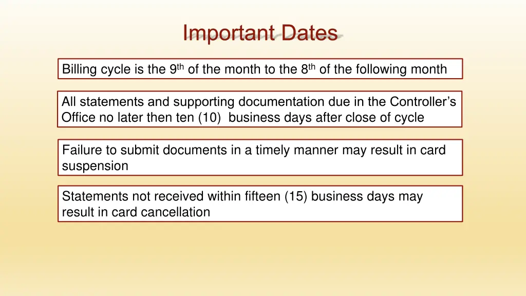 important dates