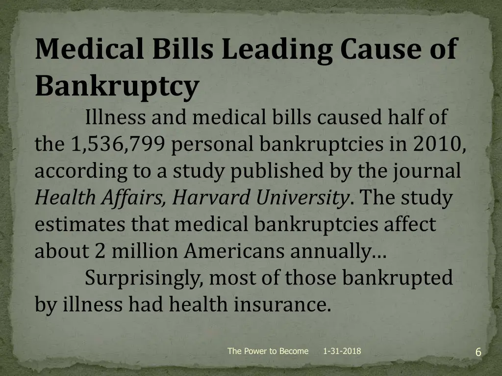 medical bills leading cause of bankruptcy illness