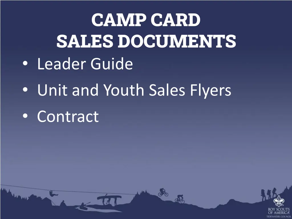 camp card sales documents