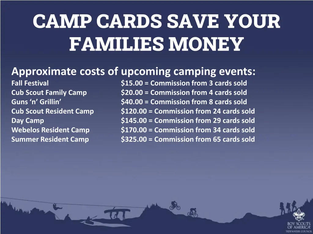 camp cards save your families money