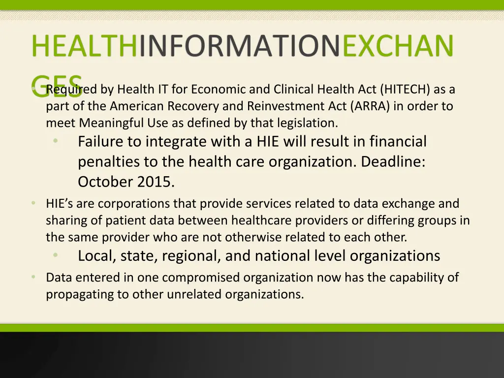 healthinformationexchan ges part of the american