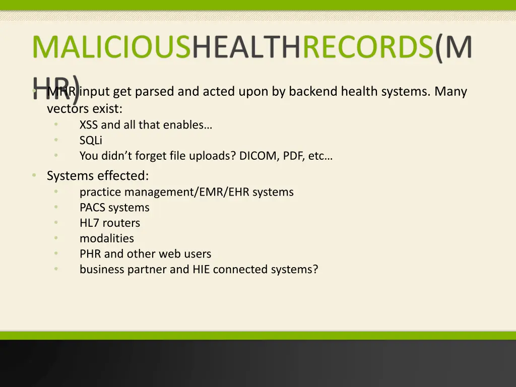 malicioushealthrecords m hr vectors exist