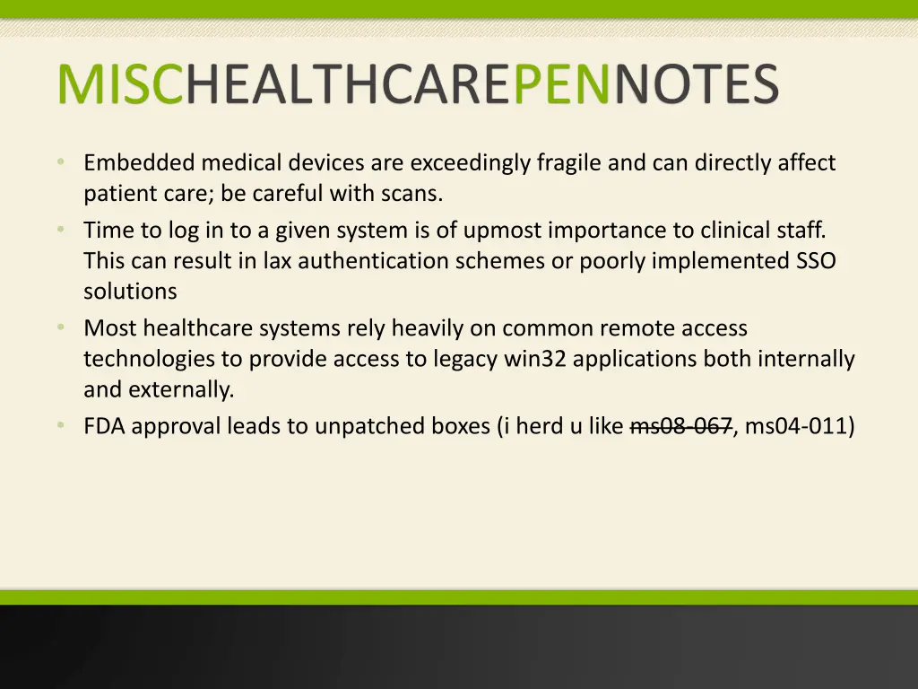 mischealthcarepennotes