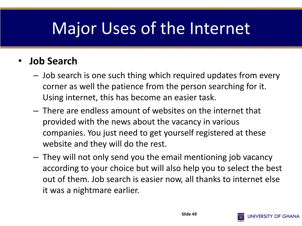 major uses of the internet 10