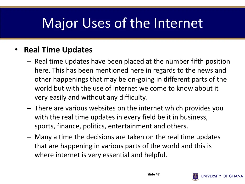 major uses of the internet 8