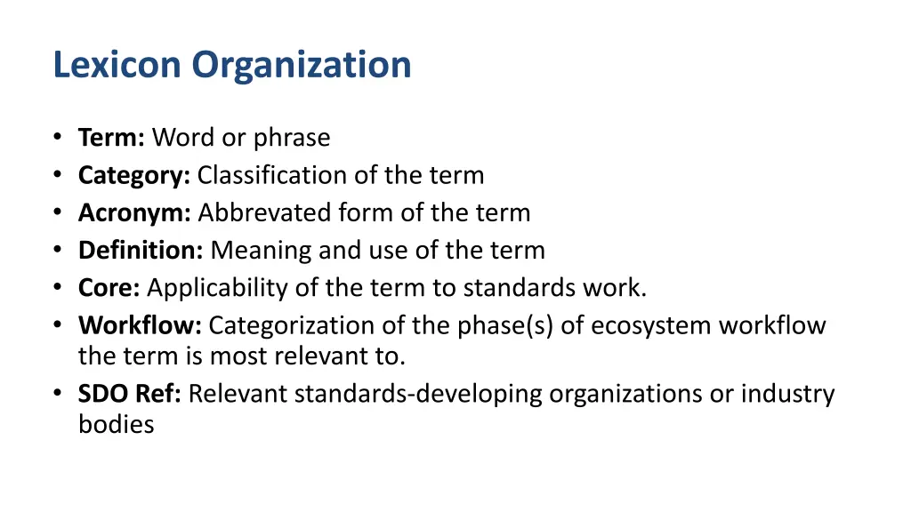 lexicon organization