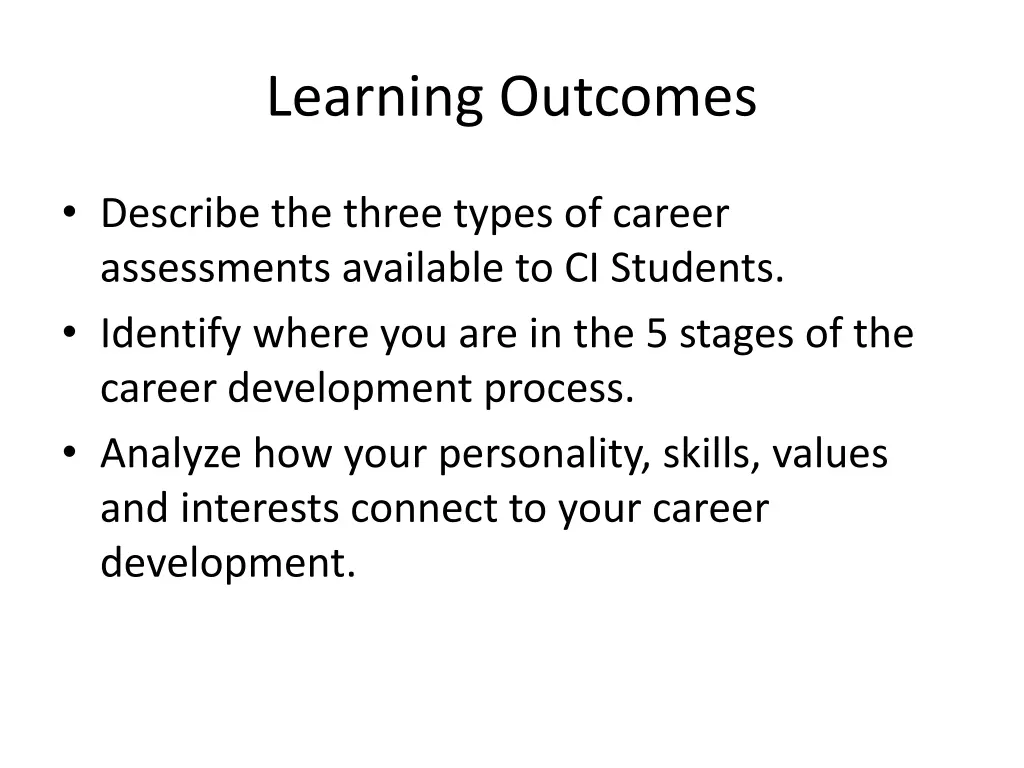 learning outcomes