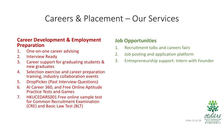 careers placement our services