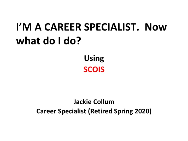 i m a career specialist now what do i do