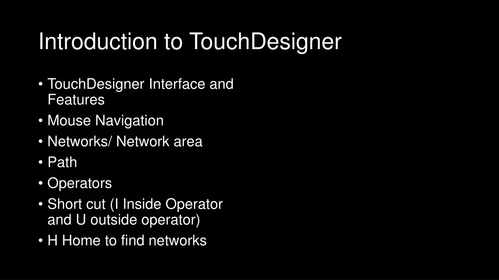 introduction to touchdesigner