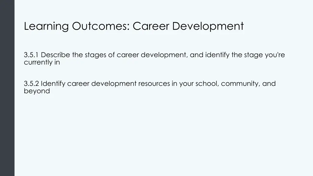 learning outcomes career development