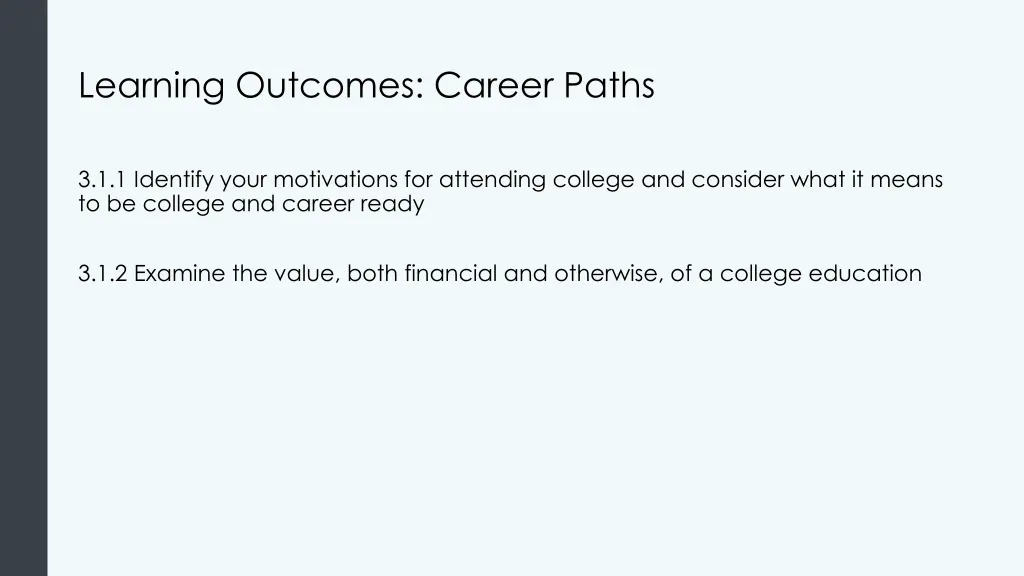 learning outcomes career paths