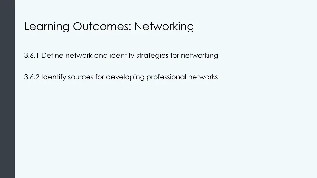 learning outcomes networking