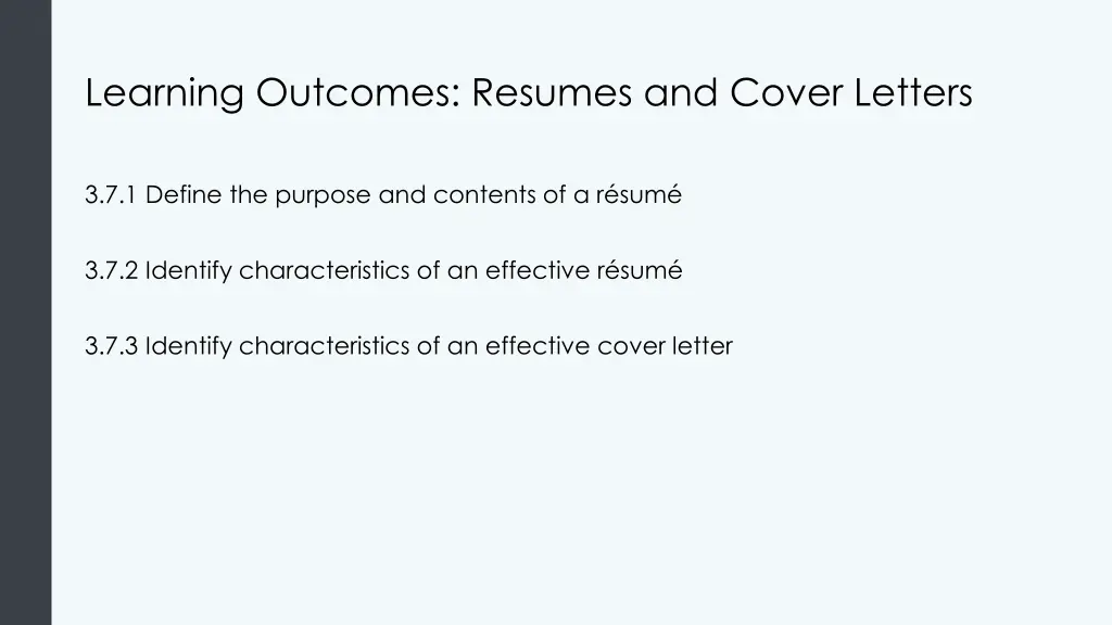 learning outcomes resumes and cover letters