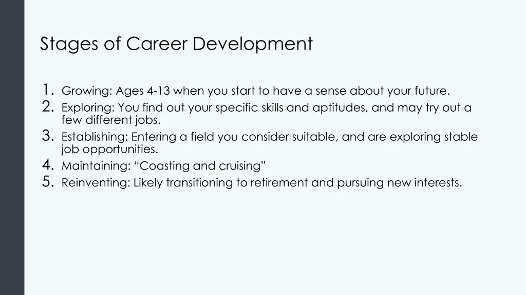 stages of career development