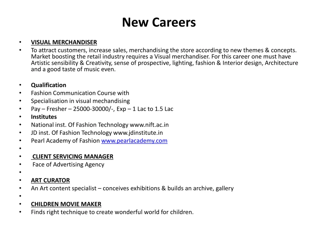 new careers