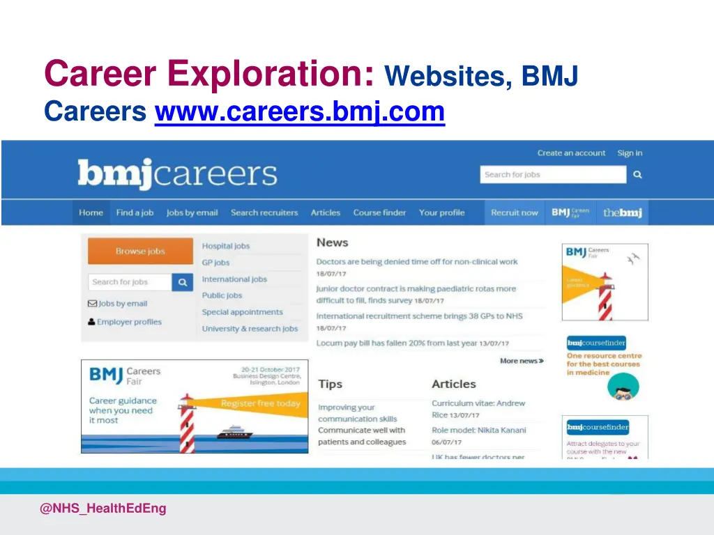 career exploration websites bmj careers