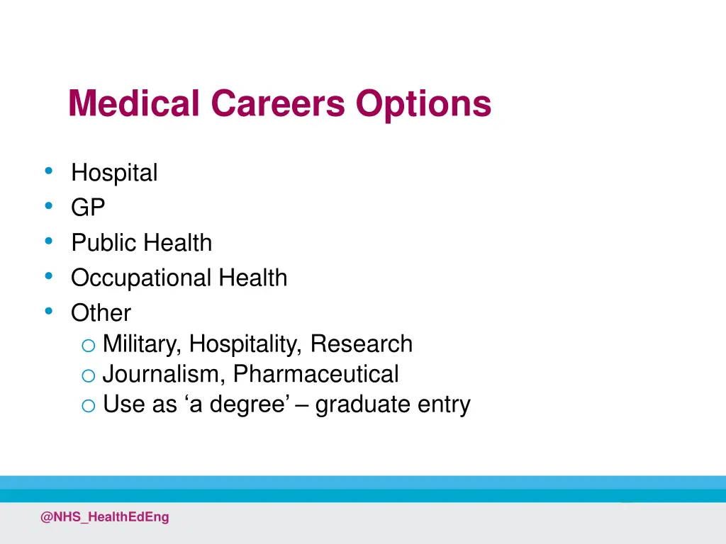 medical careers options