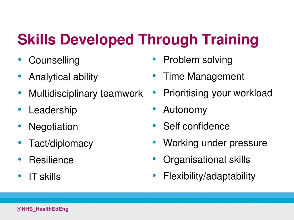 skills developed through training counselling