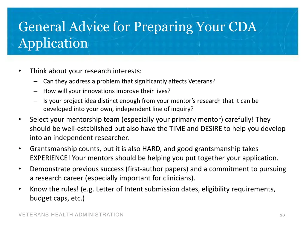 general advice for preparing your cda application