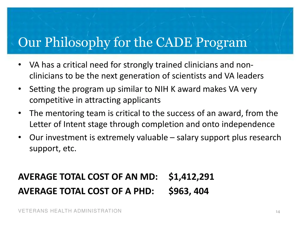 our philosophy for the cade program