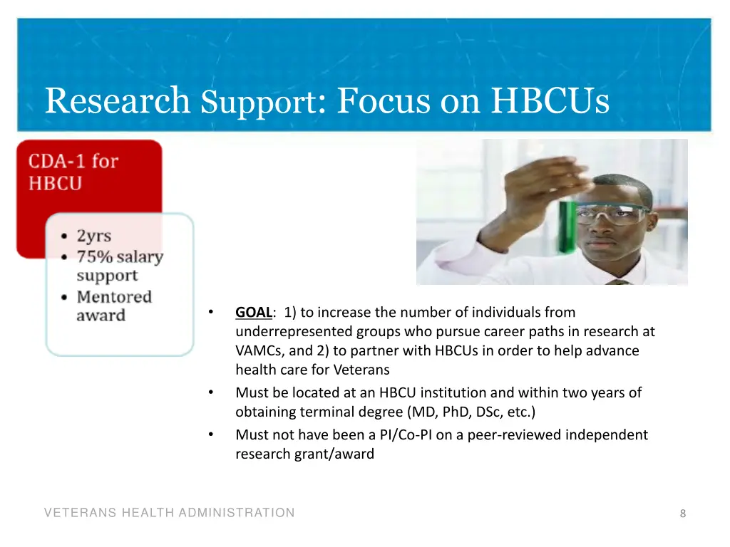 research support focus on hbcus