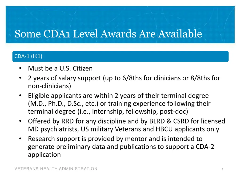 some cda1 level awards are available